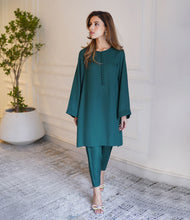 Load image into Gallery viewer, AZ LIOR SILK-COLLECTION EMERALD-GREEN STITCH