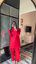 Load image into Gallery viewer, AZ LAWN-FARSHI RED SHOCKING STITCH