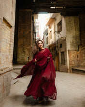 Load image into Gallery viewer, AZ CHIFFON COLLECTION STICHED ( MEHROON SAIYARA )