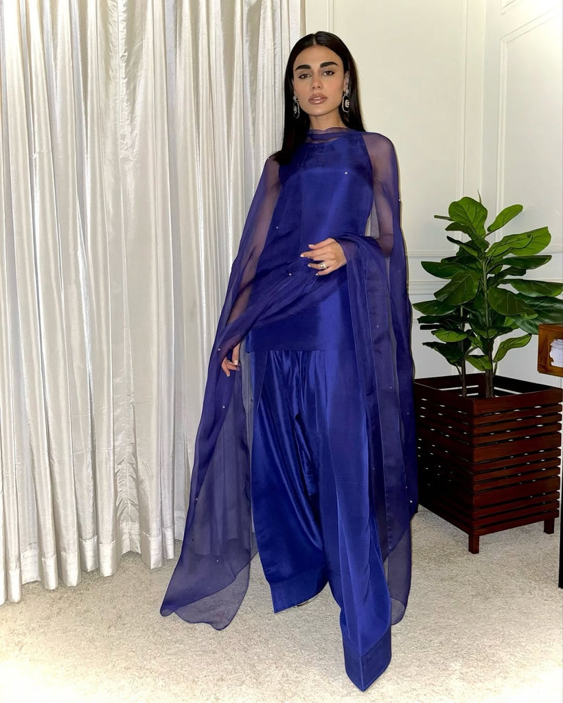 AZ SILK-COLLECTION FARSHI BLUE STITCH