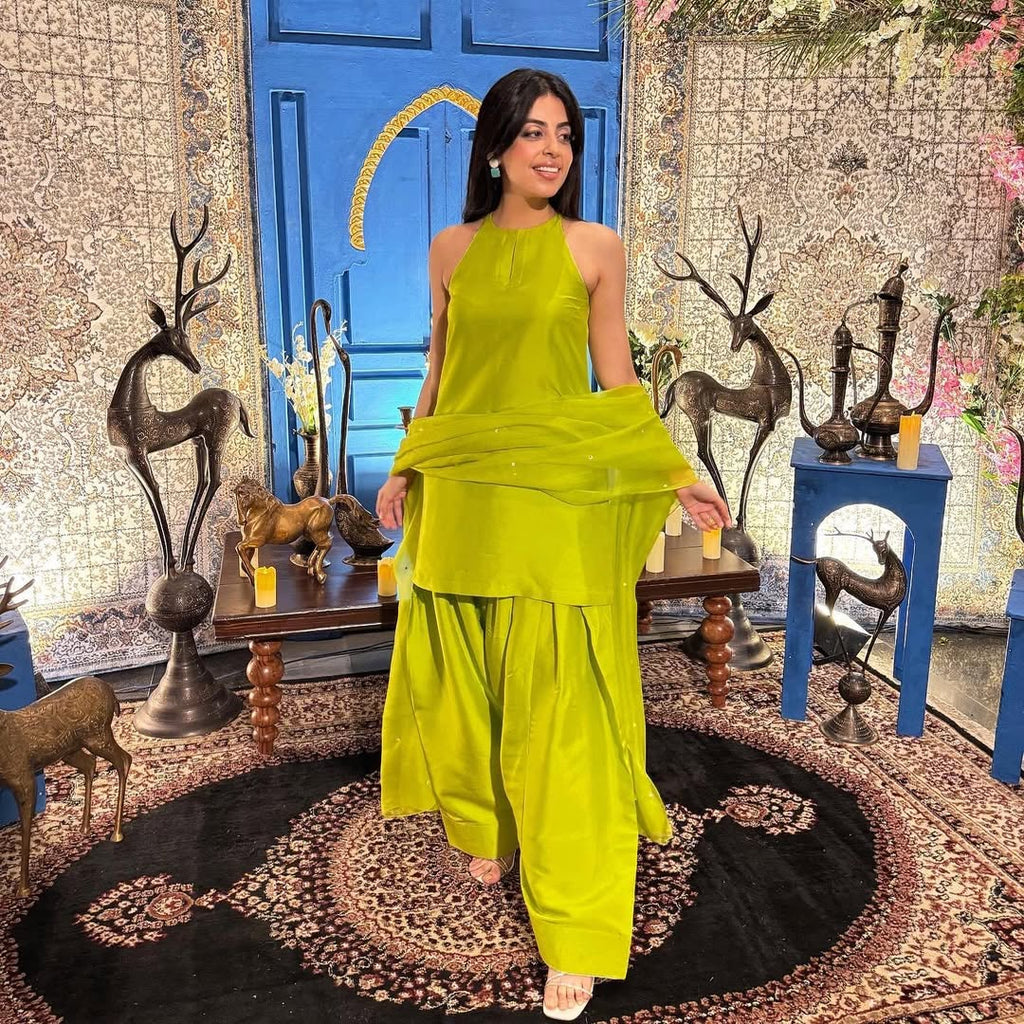 AZ SILK-COLLECTION FARSHI GREEN STITCH
