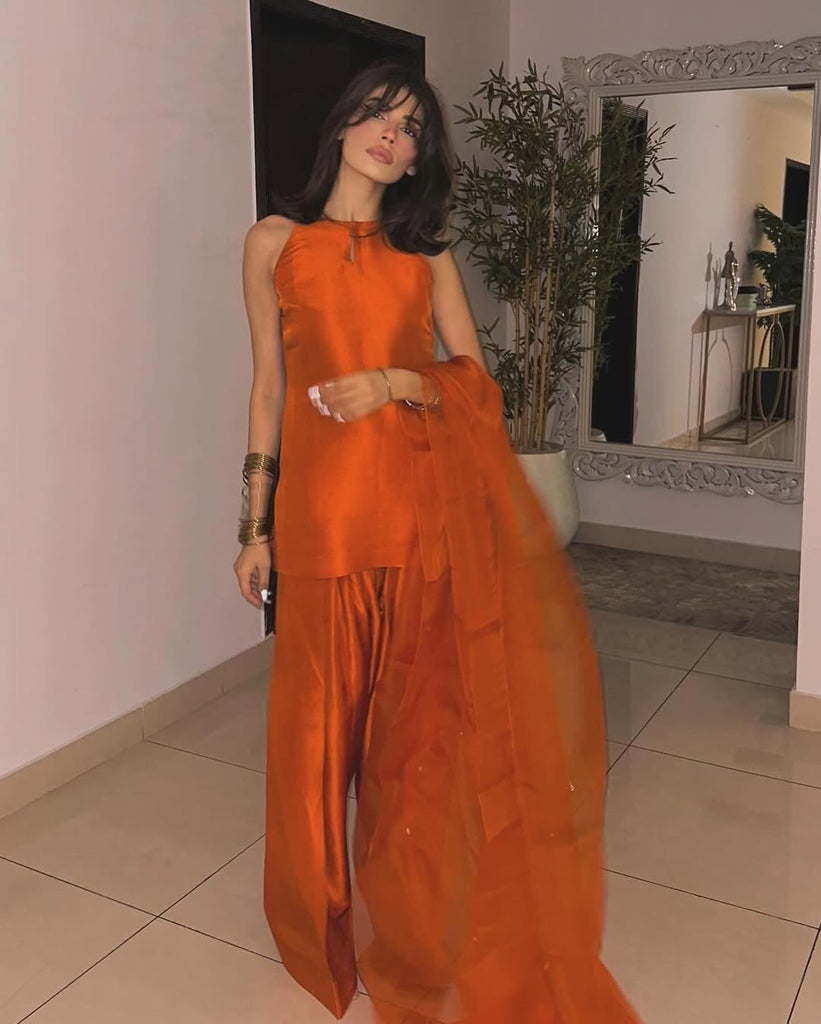 AZ SILK-COLLECTION FARSHI ORANGE STITCH