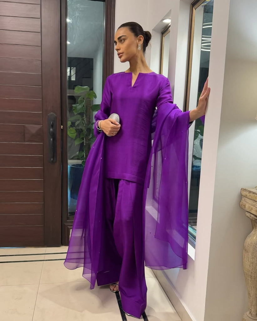 AZ LIOR SILK-COLLECTION FARSHI PURPLE STITCH