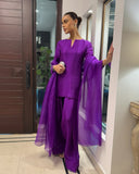 AZ LIOR SILK-COLLECTION FARSHI PURPLE STITCH