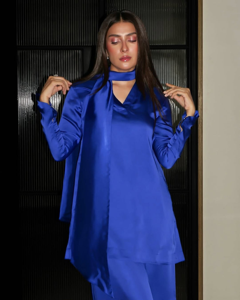 AZ LIOR SILK-COLLECTION FARSHI ROYAL-BLUE STITCH