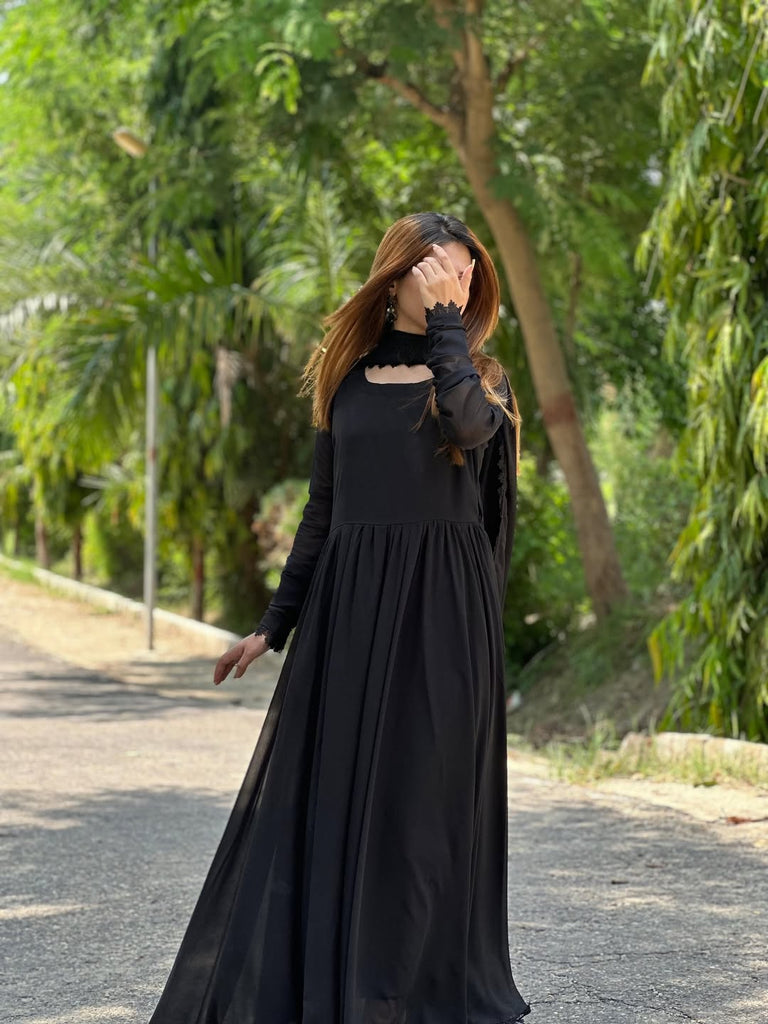 AZ CHIFFON COLLECTION  STICHED ( BLACK SAIYARA )