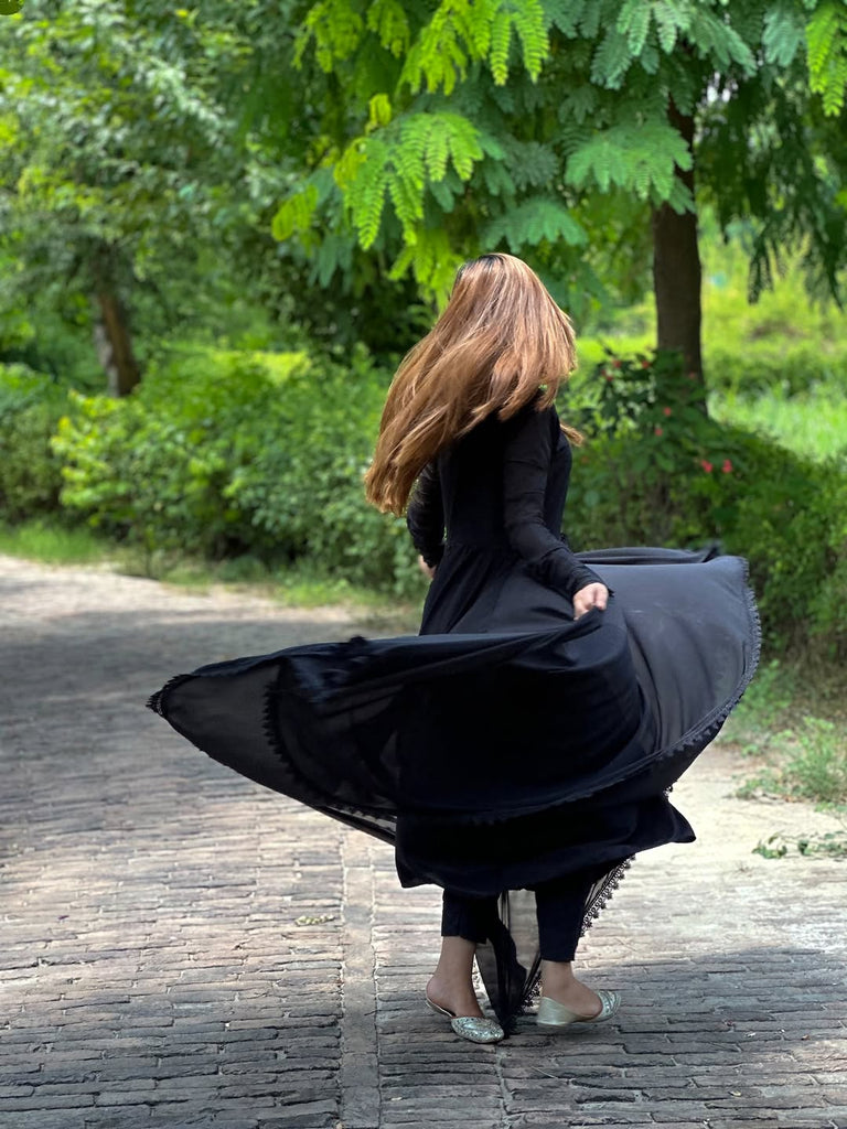 AZ CHIFFON COLLECTION  STICHED ( BLACK SAIYARA )