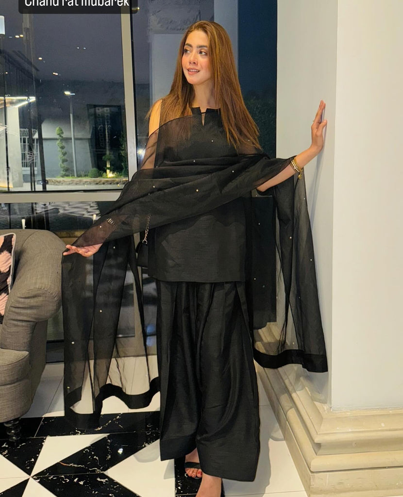 AZ SILK-COLLECTION FARSHI BLACK STITCH